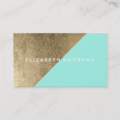 Carte De Visite Maquilleur moderne de feuille d'or turquoise (Devant)