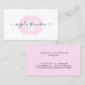 Carte De Visite Maquilleur pourpre lilas de logo de lèvres de (Devant / Derrière)