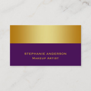 Carte De Visite Maquilleur rayé d'or pourpre audacieux et éléga