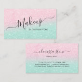 Carte De Visite Maquilleur rose de parties scintillantes de menthe (Devant / Derrière)