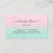 Carte De Visite Maquilleur rose de parties scintillantes de menthe (Dos)