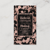 Carte De Visite Maquilleur rose de traçages d'or de faux moderne (Devant)