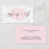 Carte De Visite Maquilleur rose d'or de marbre blanc élégant de (Devant / Derrière)