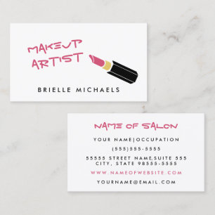 Carte De Visite Maquilleur rose Girly de rouge à lèvres de mod
