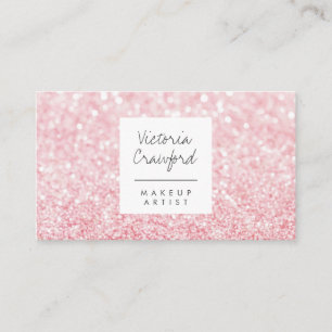 Carte De Visite Maquilleur rose girly moderne de bokeh de parties