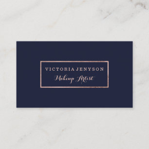Carte De Visite Maquilleur rose moderne de bleu marine de cadre