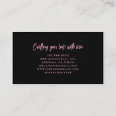 Carte De Visite Maquilleuse Brosse Script Calligraphie Rose Noir (Dos)