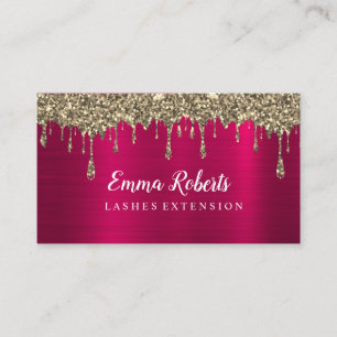 Carte De Visite Maquilleuse Cils Faux Cils Paillettes Gouttes Rose