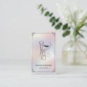Carte De Visite Maquilleuse de luxe avec code QR | Holographique (Debout devant)