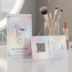 Carte De Visite Maquilleuse de luxe avec code QR   Holographique