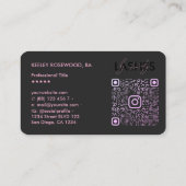 Carte De Visite Maquilleuse des cils Code QR rose noir IG (Dos)