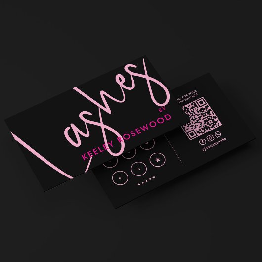 Carte De Visite Maquilleuse esthétique Minimal Lashes Rose Noir