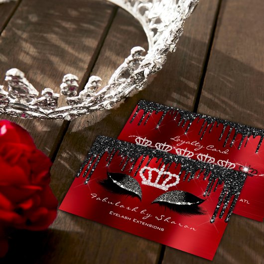 Carte De Visite Maquilleuse Extension de Cils Noirs Gouttes VIP