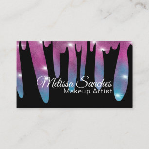 Carte De Visite Maquilleuse Faux Cils Paillettes Roses