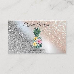 Carte De Visite Maquilleuse Fleurs Tropicales Ananas Moderne
