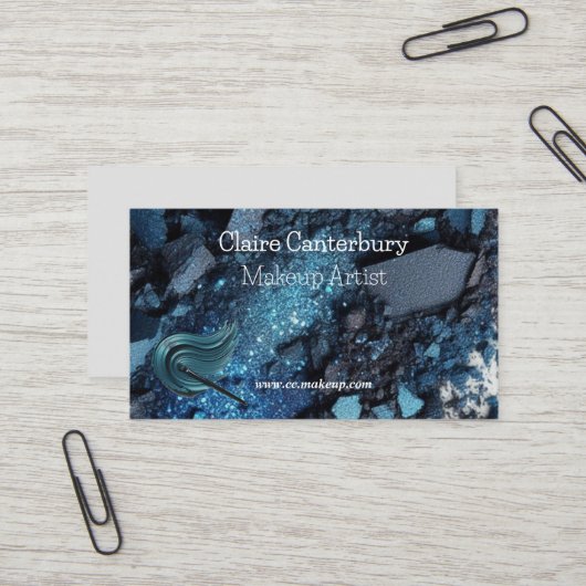 Carte De Visite Maquilleuse Glam Bleu Vibrant (Devant/Arrière en situation)