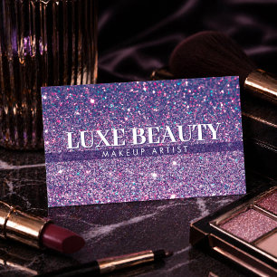 Carte De Visite Maquilleuse Minimaliste Paillettes Violettes Luxue
