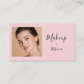 Carte De Visite Maquilleuse Moderne Photo Script Rose (Devant)