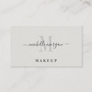 Carte De Visite Maquilleuse Monogramme Faux Lin
