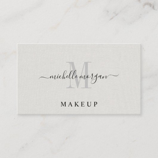 Carte De Visite Maquilleuse Monogramme Faux Lin (Devant)