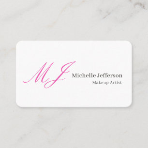 Carte De Visite Maquilleuse Monogramme Rose Noir Blanc Police Seri