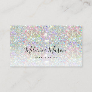 Carte De Visite Maquilleuse Pailletée Holographique Élégante Noir 
