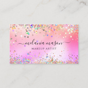 Carte De Visite Maquilleuse Paillettes Modernes Holographiques Ros