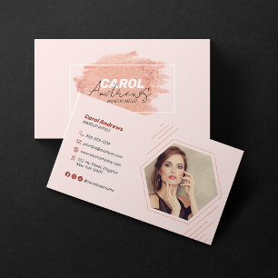 Carte De Visite Maquilleuse Rose Marron Cils Sourcils Photo Salon