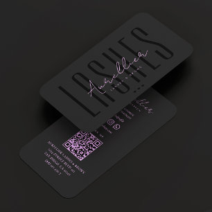 Carte De Visite Maquilleuse Sourcils Cils Beauté Noir Violet