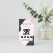 Carte De Visite Marbel Black-Gold Social Media QR Code (Debout devant)