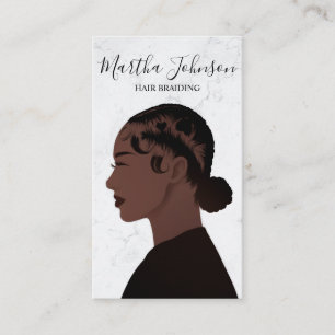 Carte De Visite Marble Chic Afro American Braids Braiding QR Code