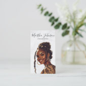Carte De Visite Marble Chic Afro American Braids Braiding QR Code (Debout devant)