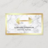 Carte De Visite Marble Gold Dumbbell Fitness Personal Trainer (Devant)