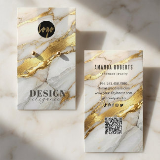 Carte De Visite Marble Gold Earrings Display Card | Elegant