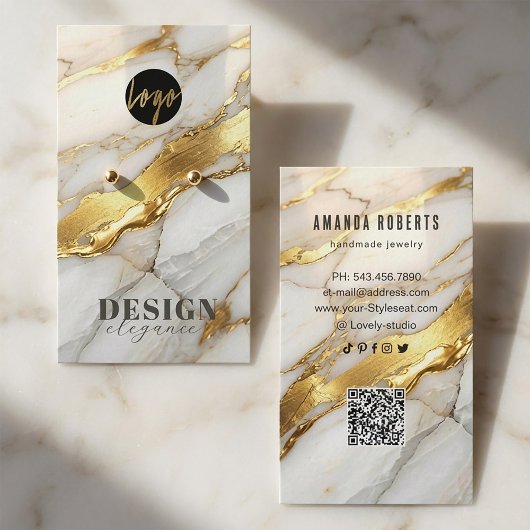 Carte De Visite Marble Gold Earrings Display Card | Elegant