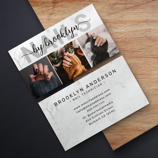 Carte De Visite Marble Photo Typographie Clou Artiste