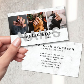Carte De Visite Marble Photo Typographie Clou Artiste