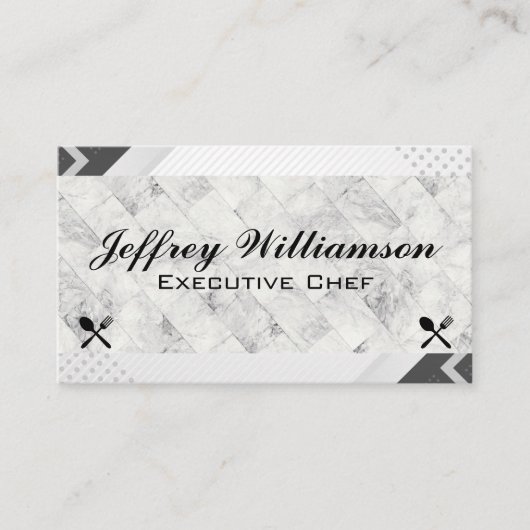Carte De Visite Marble Tiles | Wood | Silverware Culinary Logo (Devant)