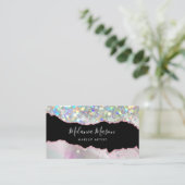 Carte De Visite Marbled Agate Holographic Glitter QR Code Beauty (Debout devant)