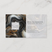 Carte De Visite Marbled Black Agate Business Card (Dos)