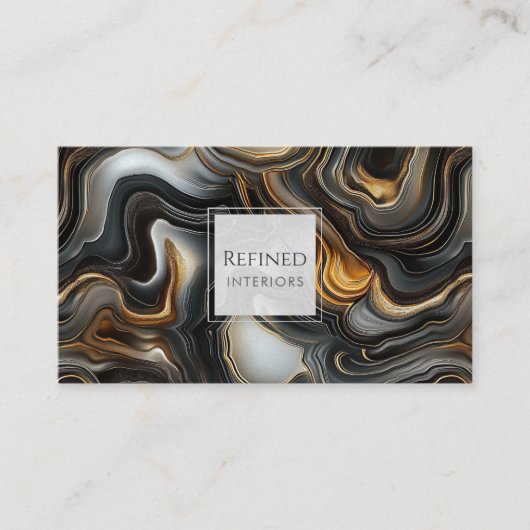 Carte De Visite Marbled Black Agate Business Card (Devant)