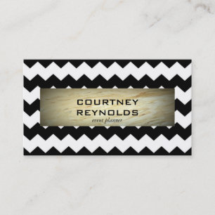 Carte De Visite Marbre à motif chevron noir et blanc rétro