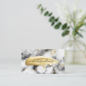 Carte De Visite Marbre Abstrait de peinture or moderne (Debout devant)