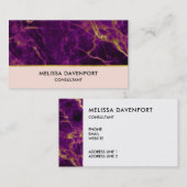 Carte De Visite Marbre Abstrait moderne violet et or (Devant / Derrière)