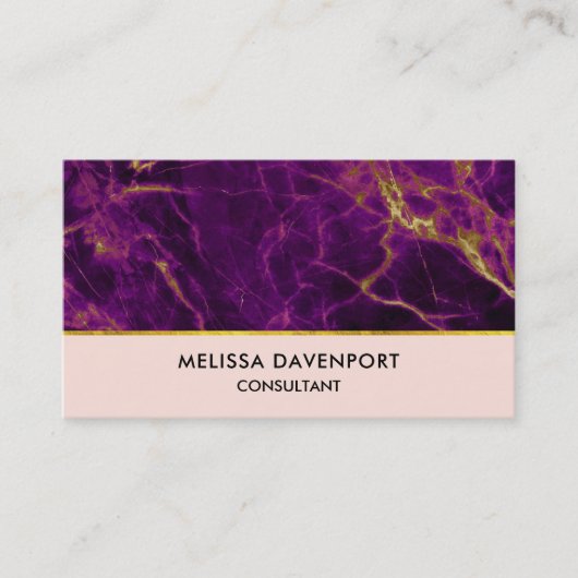Carte De Visite Marbre Abstrait moderne violet et or (Devant)