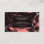 Carte De Visite Marbre Abstrait noir et rose (Dos)