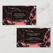 Carte De Visite Marbre Abstrait noir et rose (Devant / Derrière)