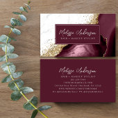 Carte De Visite Marbre Agate Bourgogne Gold Parties scintillant Lu