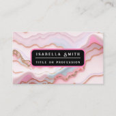 Carte De Visite Marbre Agate Moderne Bleu Rose Collection Or (Devant)