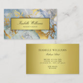 Carte De Visite Marbre Agate Or Bleu (Devant / Derrière)